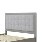 Letto a piattaforma Queen/King con struttura in legno massello moderna imbottita e testiera trapuntata quadrata, silenzioso, facile da montare