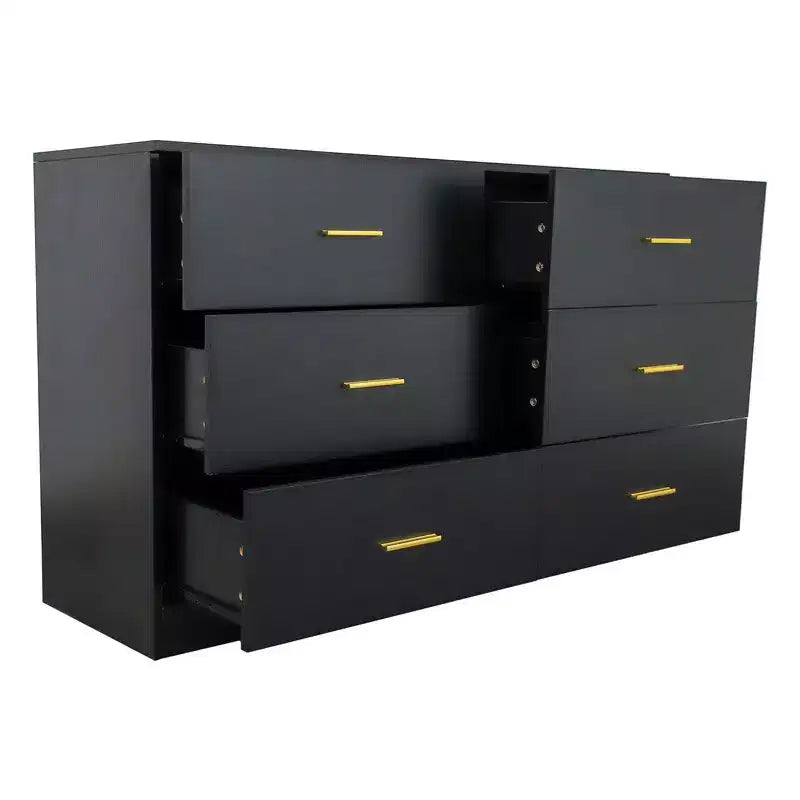 Comodino cassettiera minimalista per camera da letto con 6 cassetti, maniglie dorate, ampio contenitore per soggiorno, corridoio, camera dei bambini