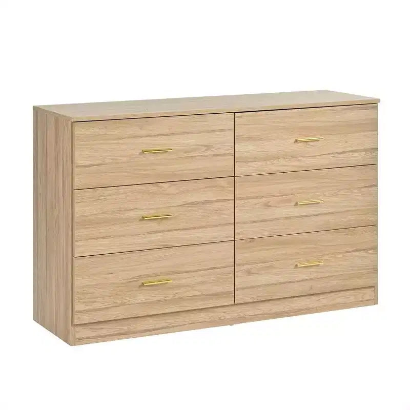 Comodino cassettiera minimalista per camera da letto con 6 cassetti, maniglie dorate, ampio contenitore per soggiorno, corridoio, camera dei bambini