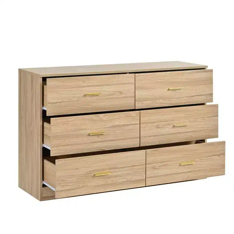 Comodino cassettiera minimalista per camera da letto con 6 cassetti, maniglie dorate, ampio contenitore per soggiorno, corridoio, camera dei bambini