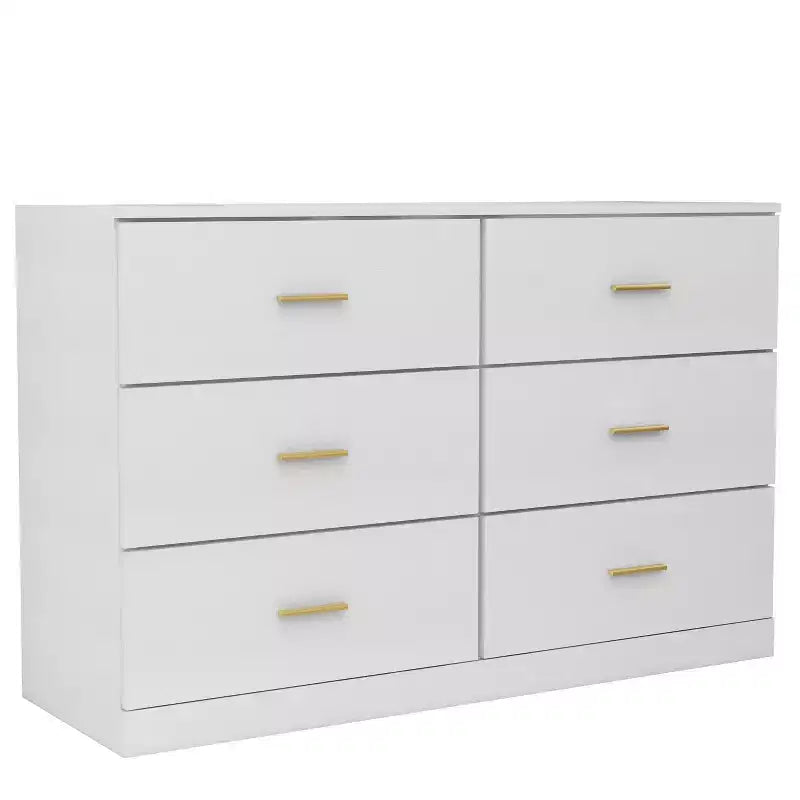 Comodino cassettiera minimalista per camera da letto con 6 cassetti, maniglie dorate, ampio contenitore per soggiorno, corridoio, camera dei bambini