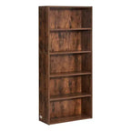 Libreria Stretta in Legno a 5 Ripiani, Alta 134 cm, Scaffale Aperto Regolabile, Autoportante, per Camera da Letto/Soggiorno/Ufficio/Biblioteca, Marrone