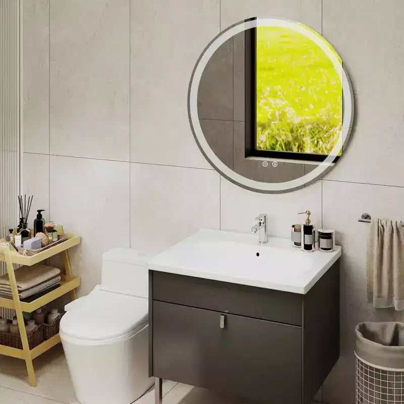 Specchio da bagno LED intelligente da 24 pollici antiappannamento, con doppia illuminazione circolare, 3 temperature di colore, dimmerabile con memoria