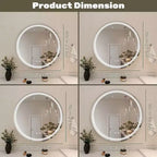 Specchio da bagno LED intelligente da 24 pollici antiappannamento, con doppia illuminazione circolare, 3 temperature di colore, dimmerabile con memoria