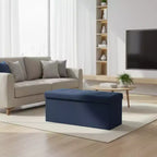 Panca Contenitore Ottomana Pieghevole da 110 cm, Poggiapiedi Imbottito, Panca Lunga per Scarpe, Carico 300 kg per Soggiorno, Ingresso, Camera da Letto, 110x38x38 cm