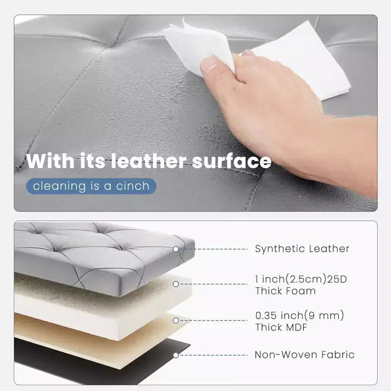 Panca Contenitore Ottomana Pieghevole da 110 cm, Poggiapiedi Imbottito, Panca Lunga per Scarpe, Carico 300 kg per Soggiorno, Ingresso, Camera da Letto, 110x38x38 cm