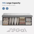 Panca Contenitore Ottomana Pieghevole da 110 cm, Poggiapiedi Imbottito, Panca Lunga per Scarpe, Carico 300 kg per Soggiorno, Ingresso, Camera da Letto, 110x38x38 cm