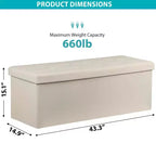 Panca Contenitore Ottomana Pieghevole da 110 cm, Poggiapiedi Imbottito, Panca Lunga per Scarpe, Carico 300 kg per Soggiorno, Ingresso, Camera da Letto, 110x38x38 cm