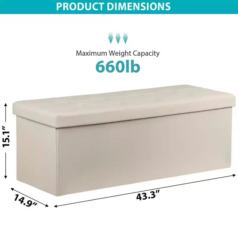 Panca Contenitore Ottomana Pieghevole da 110 cm, Poggiapiedi Imbottito, Panca Lunga per Scarpe, Carico 300 kg per Soggiorno, Ingresso, Camera da Letto, 110x38x38 cm