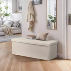 Panca Contenitore Ottomana Pieghevole da 110 cm, Poggiapiedi Imbottito, Panca Lunga per Scarpe, Carico 300 kg per Soggiorno, Ingresso, Camera da Letto, 110x38x38 cm
