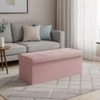 Panca Contenitore Ottomana Pieghevole da 110 cm, Poggiapiedi Imbottito, Panca Lunga per Scarpe, Carico 300 kg per Soggiorno, Ingresso, Camera da Letto, 110x38x38 cm