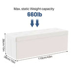 Panca Contenitore Ottomana Pieghevole da 110 cm, Poggiapiedi Imbottito, Panca Lunga per Scarpe, Carico 300 kg per Soggiorno, Ingresso, Camera da Letto, 110x38x38 cm