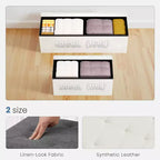 Panca Contenitore Ottomana Pieghevole da 110 cm, Poggiapiedi Imbottito, Panca Lunga per Scarpe, Carico 300 kg per Soggiorno, Ingresso, Camera da Letto, 110x38x38 cm