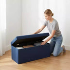 Panca Contenitore Ottomana Pieghevole da 110 cm, Poggiapiedi Imbottito, Panca Lunga per Scarpe, Carico 300 kg per Soggiorno, Ingresso, Camera da Letto, 110x38x38 cm