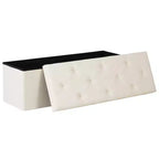 Panca Contenitore Ottomana Pieghevole da 110 cm, Poggiapiedi Imbottito, Panca Lunga per Scarpe, Carico 300 kg per Soggiorno, Ingresso, Camera da Letto, 110x38x38 cm