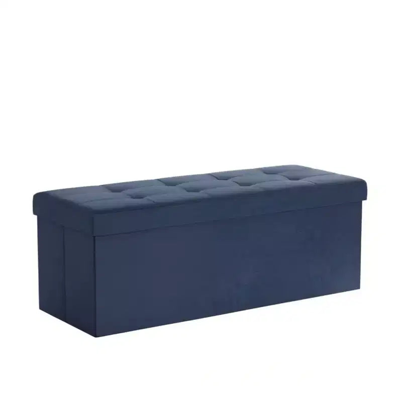 Panca Contenitore Ottomana Pieghevole da 110 cm, Poggiapiedi Imbottito, Panca Lunga per Scarpe, Carico 300 kg per Soggiorno, Ingresso, Camera da Letto, 110x38x38 cm