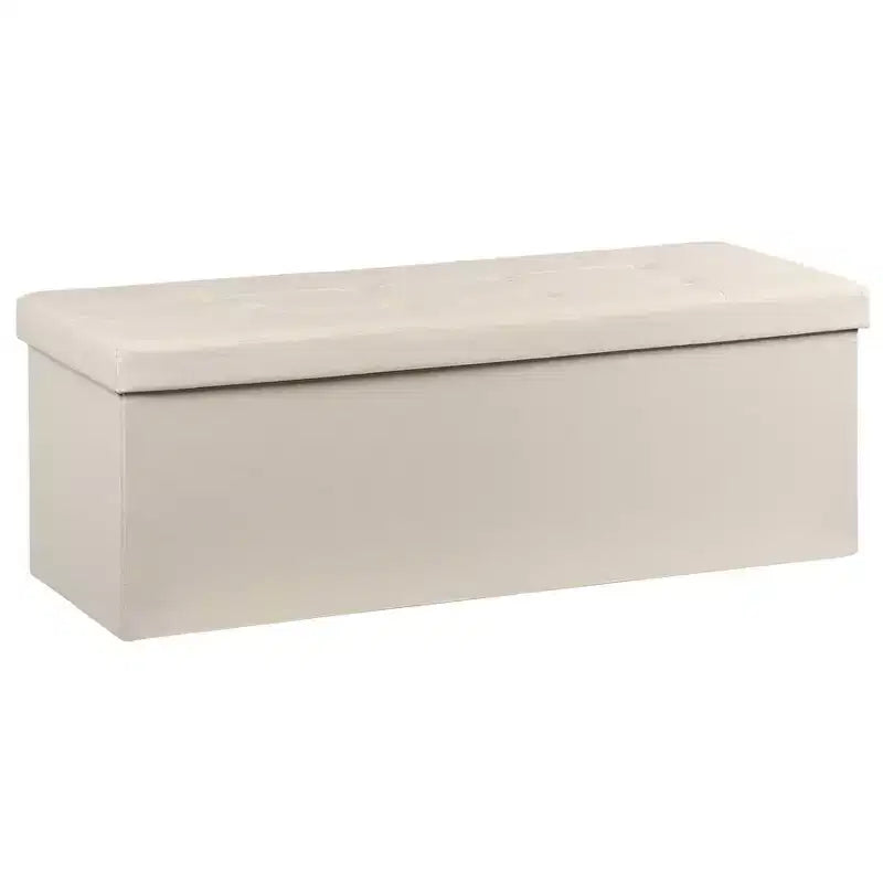 Panca Contenitore Ottomana Pieghevole da 110 cm, Poggiapiedi Imbottito, Panca Lunga per Scarpe, Carico 300 kg per Soggiorno, Ingresso, Camera da Letto, 110x38x38 cm