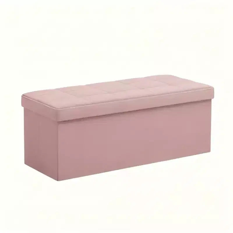 Panca Contenitore Ottomana Pieghevole da 110 cm, Poggiapiedi Imbottito, Panca Lunga per Scarpe, Carico 300 kg per Soggiorno, Ingresso, Camera da Letto, 110x38x38 cm