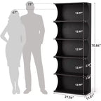 Libreria a 5 ripiani, scaffale aperto alto 180 cm con design unico a bordo curvo, espositore moderno per ufficio, soggiorno, camera da letto, nero
