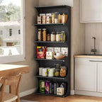 Libreria a 5 ripiani, scaffale aperto alto 180 cm con design unico a bordo curvo, espositore moderno per ufficio, soggiorno, camera da letto, nero