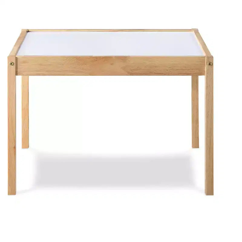 Set di 3 pezzi Tavolo e Sedie per Bambini con Piano Lavagna in Legno Massello Finitura Naturale Durevole Include 2 Sedie