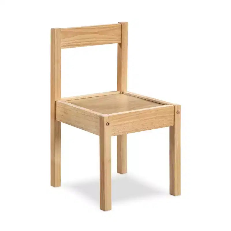 Set di 3 pezzi Tavolo e Sedie per Bambini con Piano Lavagna in Legno Massello Finitura Naturale Durevole Include 2 Sedie