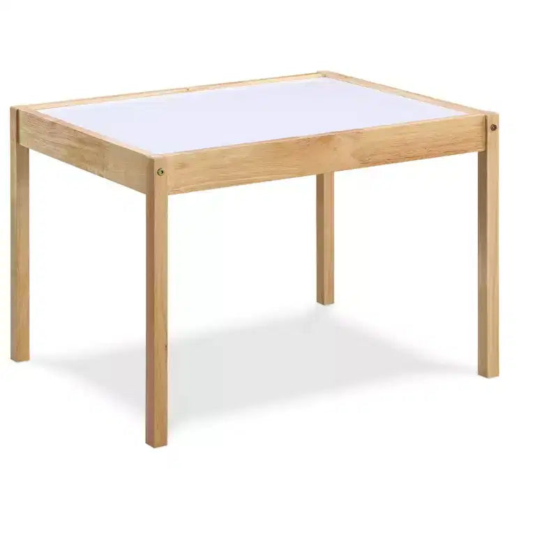 Set di 3 pezzi Tavolo e Sedie per Bambini con Piano Lavagna in Legno Massello Finitura Naturale Durevole Include 2 Sedie