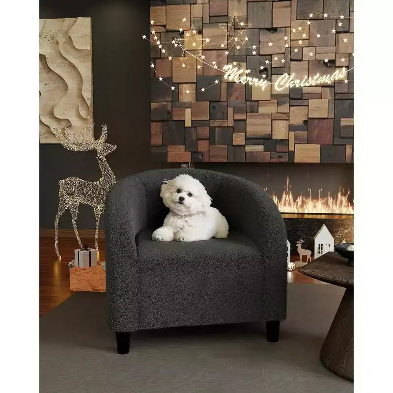 Poltrona accent in tessuto Bouclé grigio – Morbida e confortevole per salotto, camera da letto o ufficio