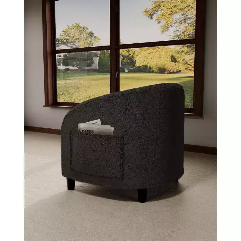 Poltrona accent in tessuto Bouclé grigio – Morbida e confortevole per salotto, camera da letto o ufficio