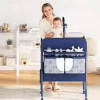 Fasciatoio con contenitore, fasciatoio pieghevole con 2 cestini, fasciatoio impermeabile regolabile in altezza per neonati e bambini