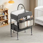 Fasciatoio con contenitore, fasciatoio pieghevole con 2 cestini, fasciatoio impermeabile regolabile in altezza per neonati e bambini