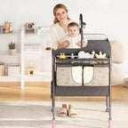 Fasciatoio con contenitore, fasciatoio pieghevole con 2 cestini, fasciatoio impermeabile regolabile in altezza per neonati e bambini