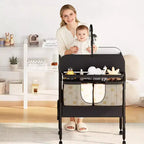 Fasciatoio con contenitore, fasciatoio pieghevole con 2 cestini, fasciatoio impermeabile regolabile in altezza per neonati e bambini