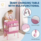 Fasciatoio con contenitore, fasciatoio pieghevole con 2 cestini, fasciatoio impermeabile regolabile in altezza per neonati e bambini