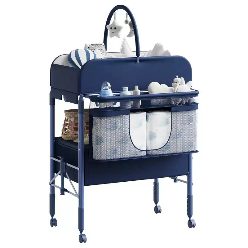 Fasciatoio con contenitore, fasciatoio pieghevole con 2 cestini, fasciatoio impermeabile regolabile in altezza per neonati e bambini