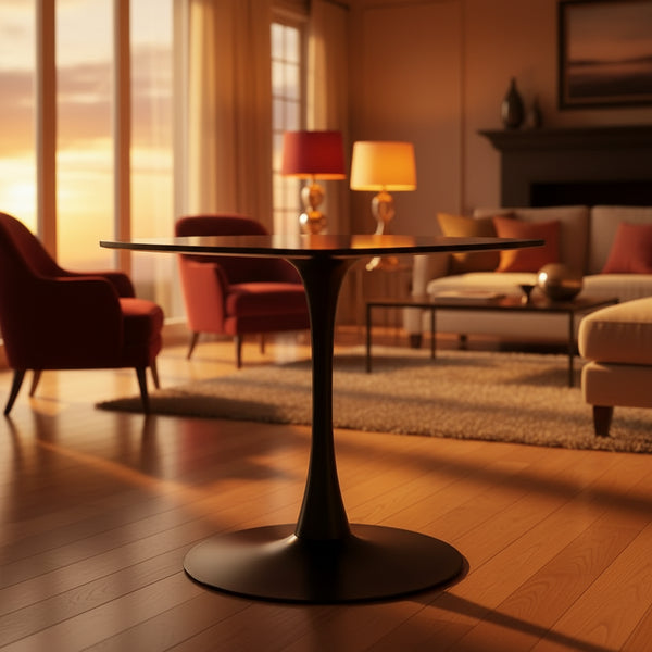 Special Dining Table with MDF Top and Metal Legs, Kitchen Table or Executive Desk, Black Finish