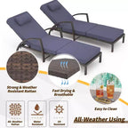 Set di 2 sdraio da esterno in rattan, pieghevoli, con schienale regolabile a 5 posizioni, con cuscino e poggiatesta, per patio e piscina