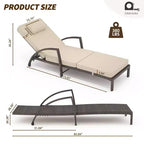 Set di 2 sdraio da esterno in rattan, pieghevoli, con schienale regolabile a 5 posizioni, con cuscino e poggiatesta, per patio e piscina