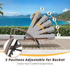 Set di 2 sdraio da esterno in rattan, pieghevoli, con schienale regolabile a 5 posizioni, con cuscino e poggiatesta, per patio e piscina