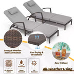 Set di 2 sdraio da esterno in rattan, pieghevoli, con schienale regolabile a 5 posizioni, con cuscino e poggiatesta, per patio e piscina