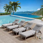 Set di 2 sdraio da esterno in rattan, pieghevoli, con schienale regolabile a 5 posizioni, con cuscino e poggiatesta, per patio e piscina