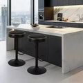 Modern Adjustable Bar Stools Set of 2, Oil-Waxed Black Leather Upholstered - 360 Swivel, Counter Height Chairs, Perfect for Kitchen, Home Bar, Lounge