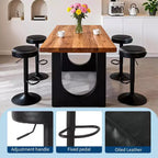 Set di 2 Sgabelli da Bar Regolabili Moderni, Rivestiti in Pelle Nera Cerata a Olio - Girevoli a 360°, Sedie Altezza Bancone, Perfetti per Cucina, Bar Domestico, Sala Relax