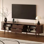 Mobile TV Mid-Century Modern Edwin 70 con anta a serrandina e presa di corrente