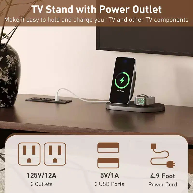 Mobile TV Mid-Century Modern Edwin 70 con anta a serrandina e presa di corrente