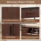 Mobile TV Mid-Century Modern Edwin 70 con anta a serrandina e presa di corrente