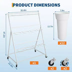 Espositore per Fiori, Carrello Porta Fiori a 3 Livelli con 12 Secchi Rotondi e Ruote, Espositore Mobile per Fiori per Giardino, Matrimoni, Fiorai