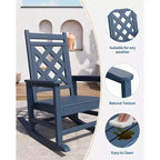 Sedia a dondolo Adirondack in HDPE per tutte le stagioni, 172 kg, resistente alle intemperie, schienale alto, braccioli larghi, per ponte, patio, piscina, giardino