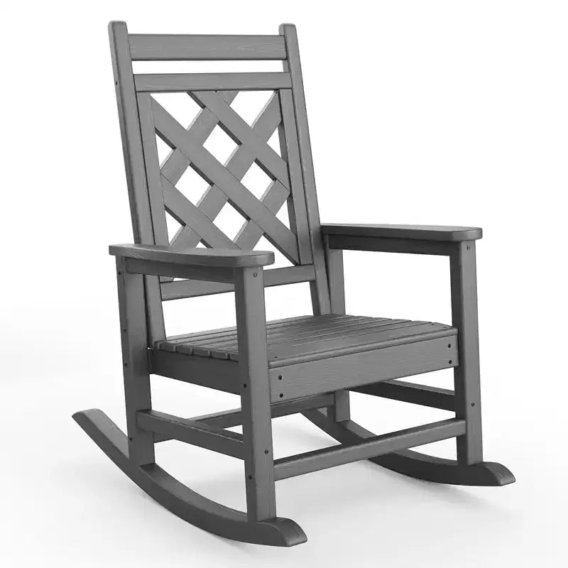 Sedia a dondolo Adirondack in HDPE per tutte le stagioni, 172 kg, resistente alle intemperie, schienale alto, braccioli larghi, per ponte, patio, piscina, giardino