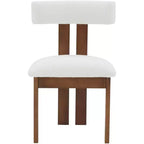 Macey Boucle Dining Chair - SFV4859 - Ivory/Walnut - Safavieh Couture